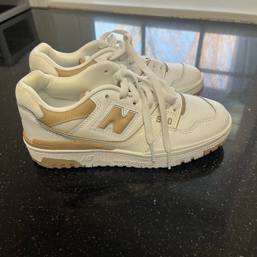 New Balance 550s White and Tan Sneakers